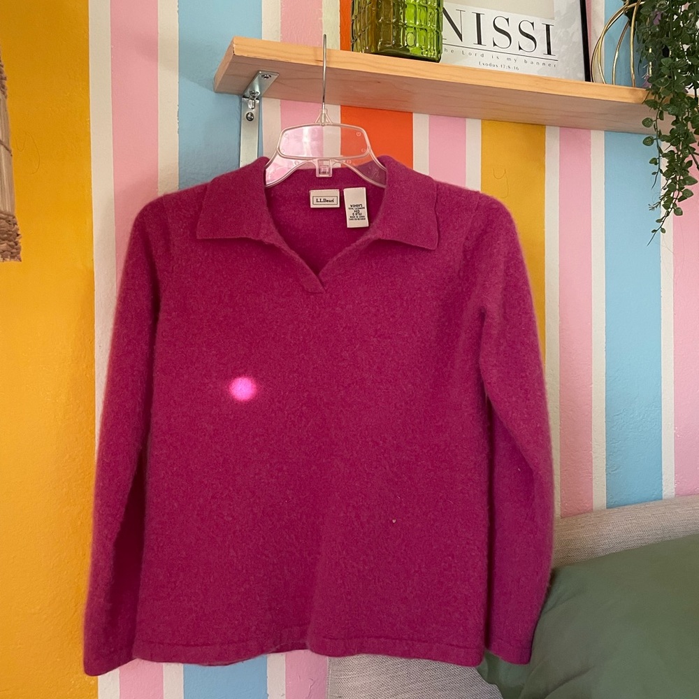 L.L Bean 100% Cashmere Collared Sweater